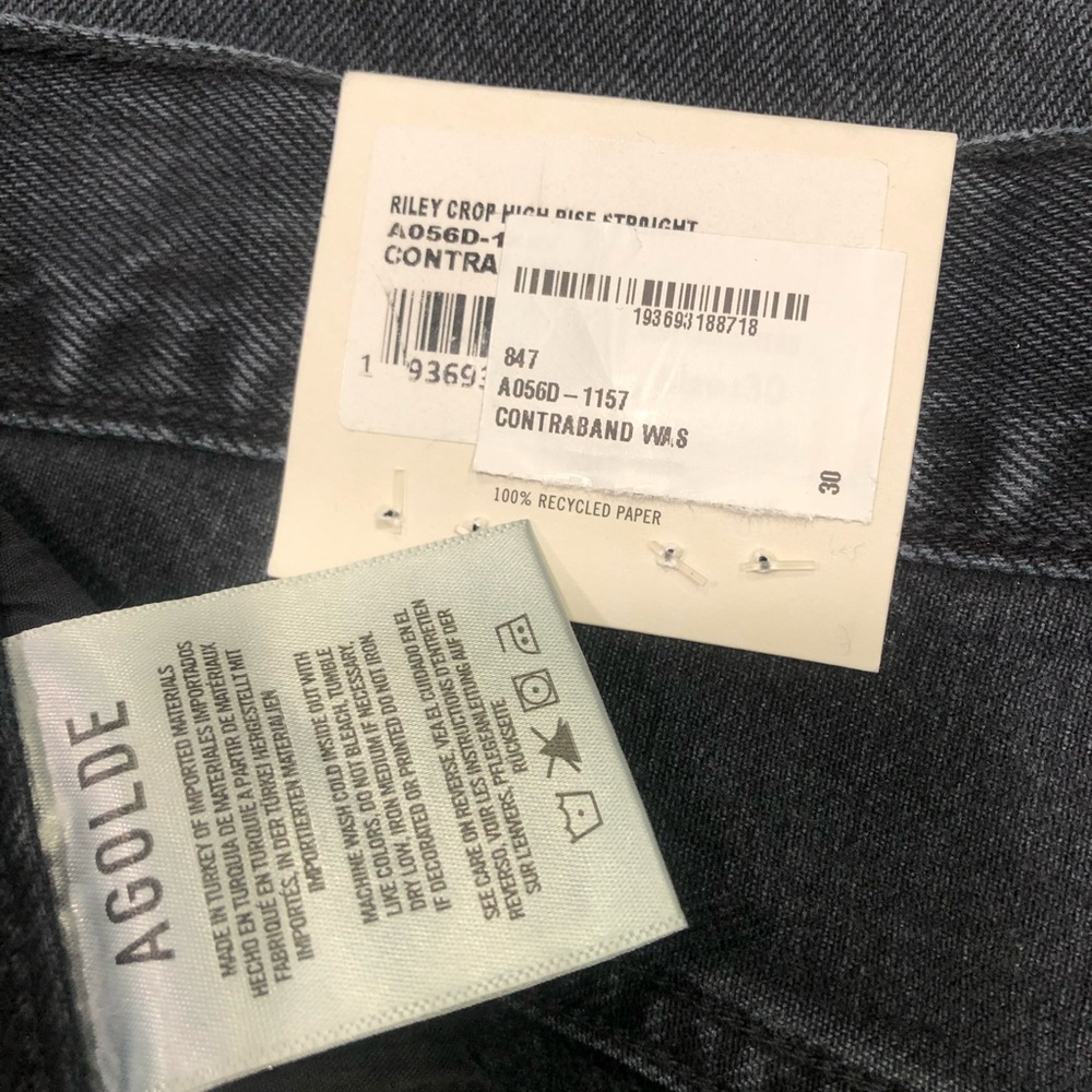 Agolde Riley Ripped Crop Straight Leg Jeans NWT - Picture 4 of 7